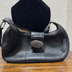 Brighton Chic Black Leather Shoulder Bag